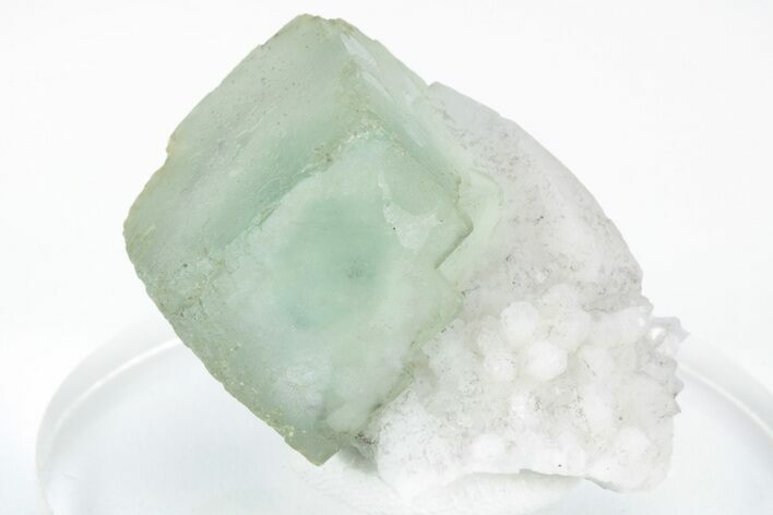 Green, Cubic Fluorite Crystal on Quartz - Inner Mongolia #216757